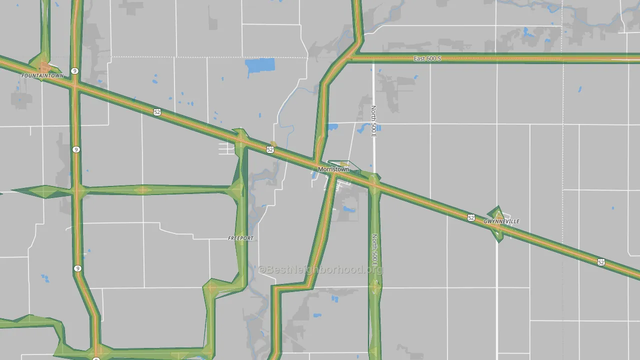 46161, IN Map of Noise Levels in 46161