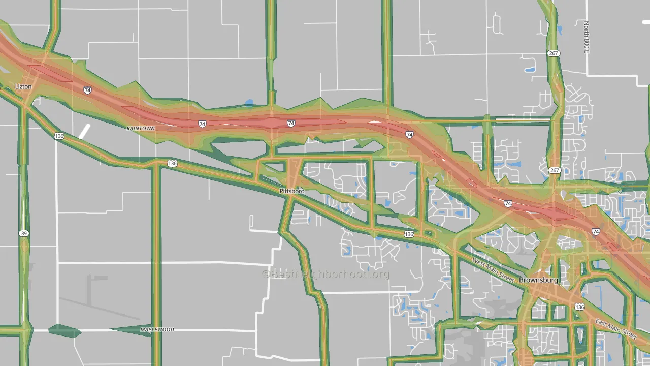 46167, IN Map of Noise Levels in 46167