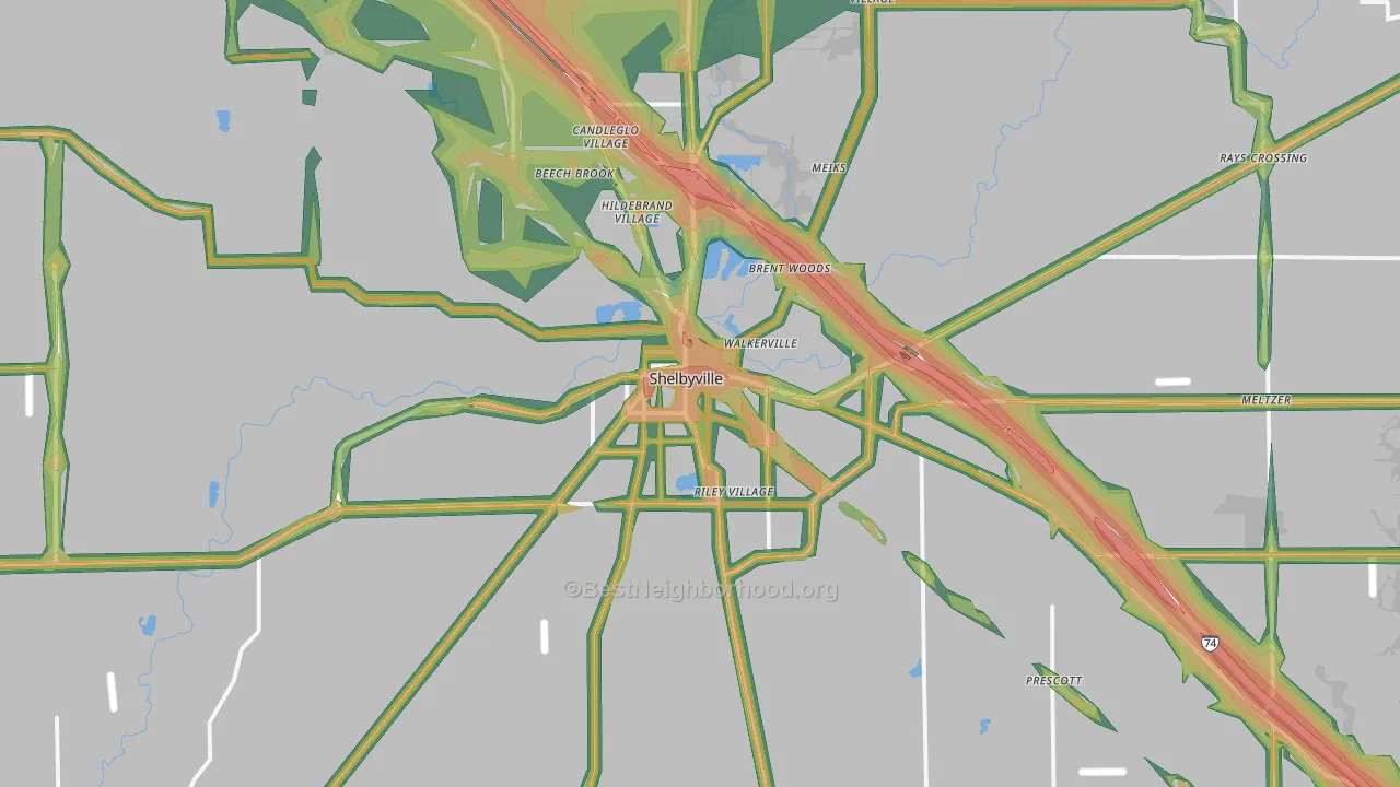46176, IN Map of Noise Levels in 46176