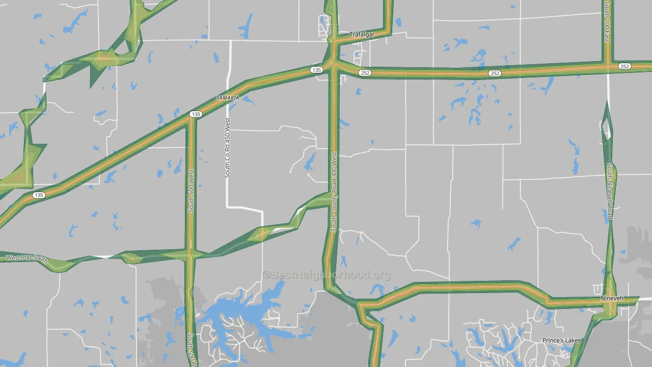 46181, IN Map of Noise Levels in 46181