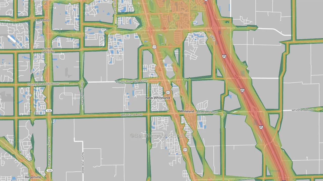 46184, IN Map of Noise Levels in 46184