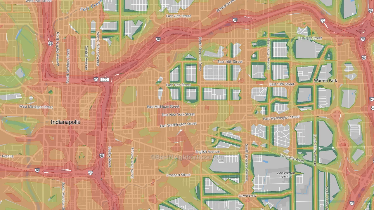 46201, IN Map of Noise Levels in 46201