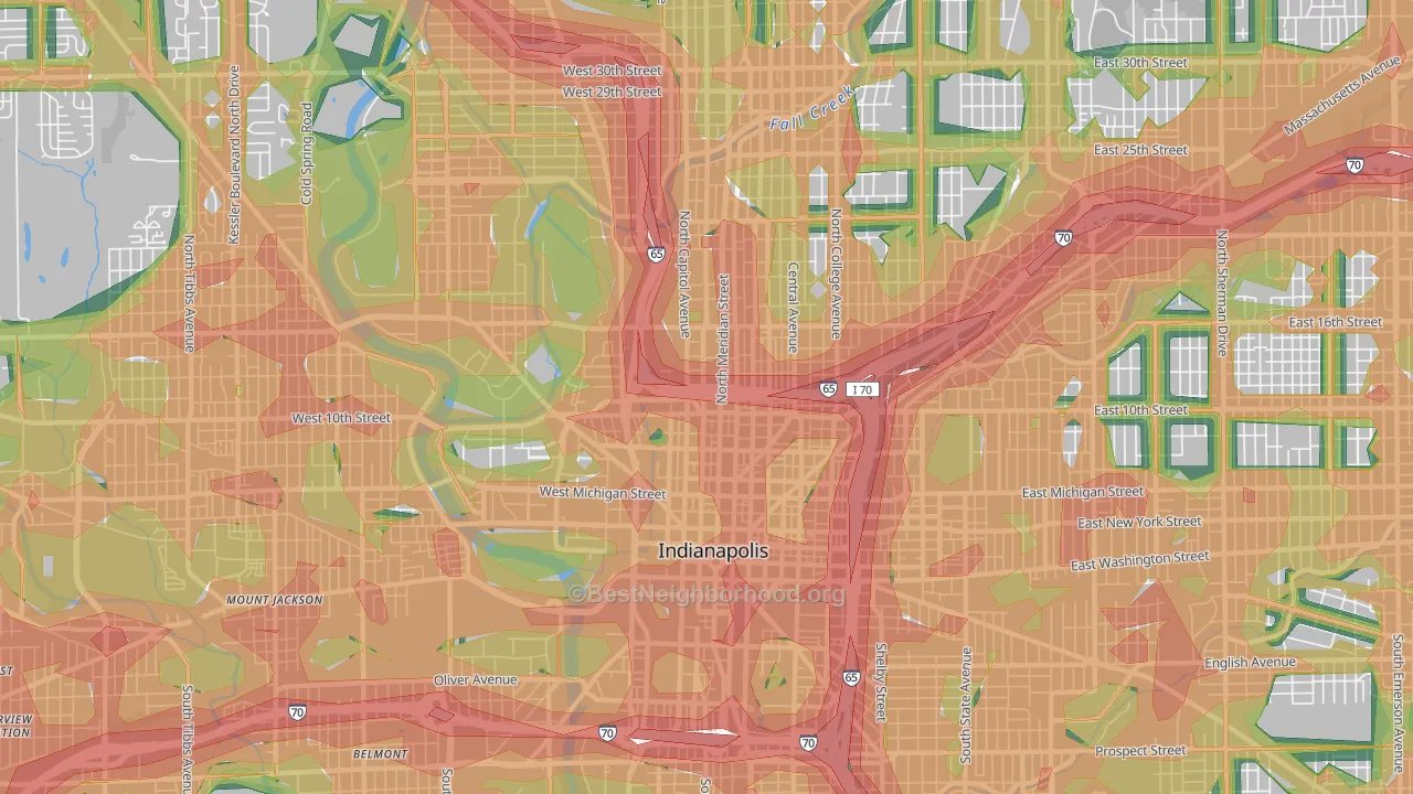 46202, IN Map of Noise Levels in 46202