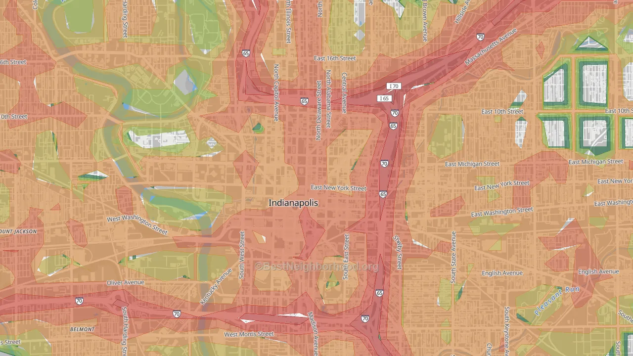 46204, IN Map of Noise Levels in 46204