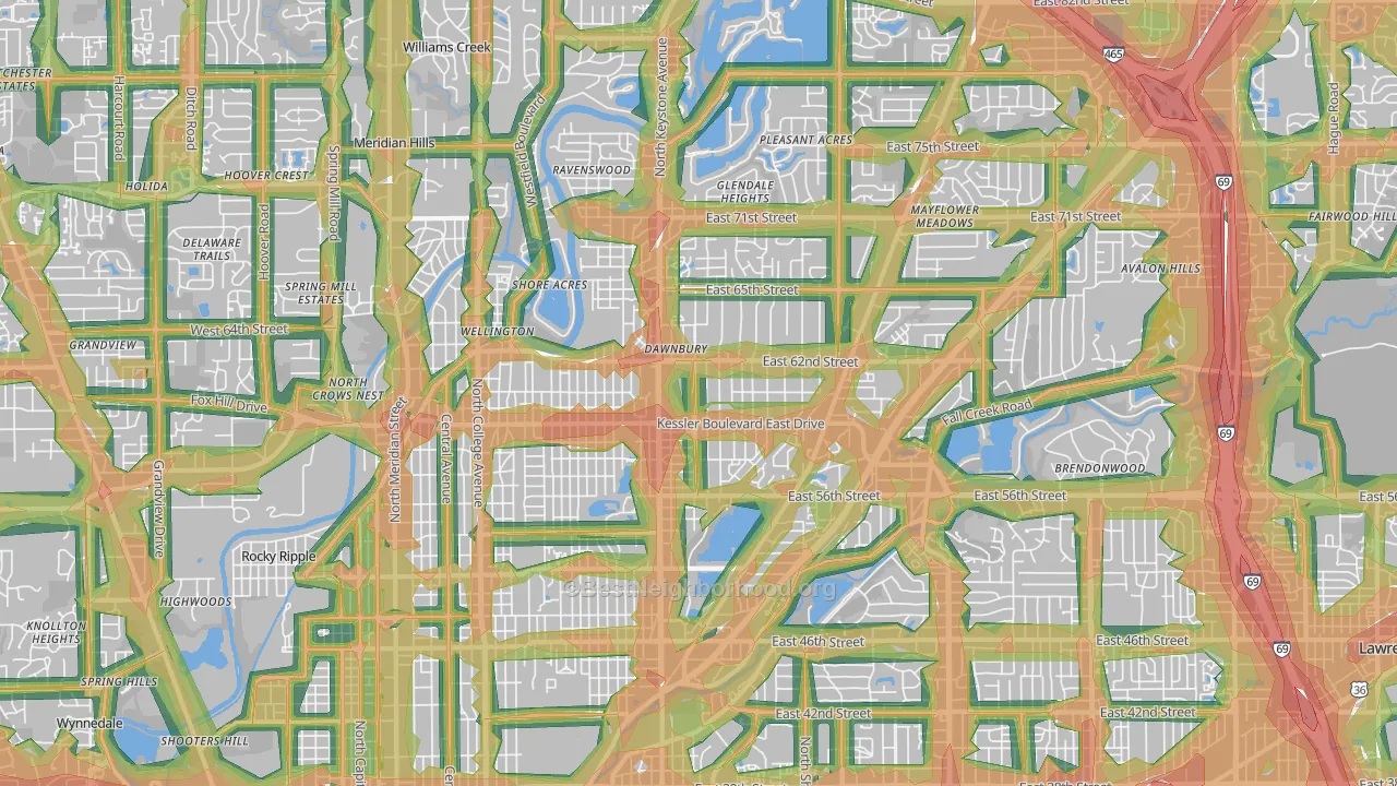 46220, IN Map of Noise Levels in 46220