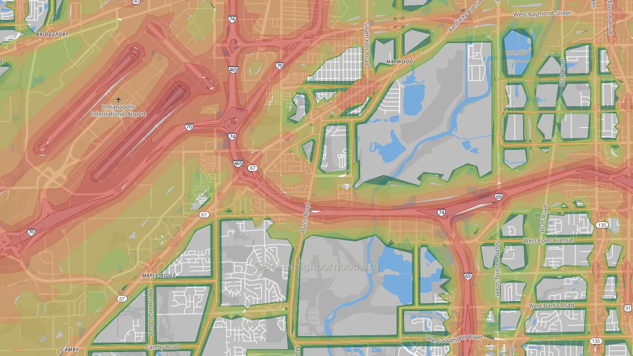46221, IN Map of Noise Levels in 46221