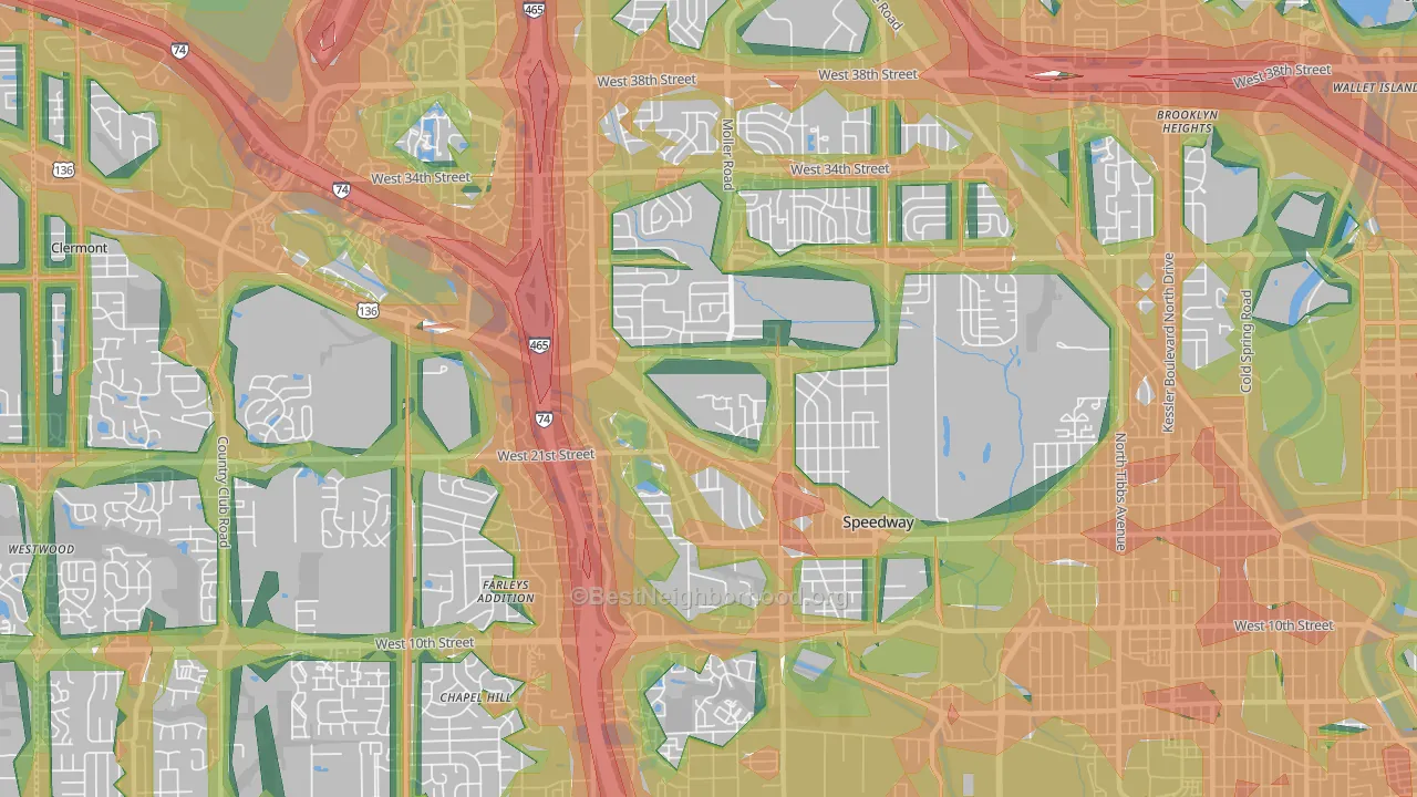 46224, IN Map of Noise Levels in 46224