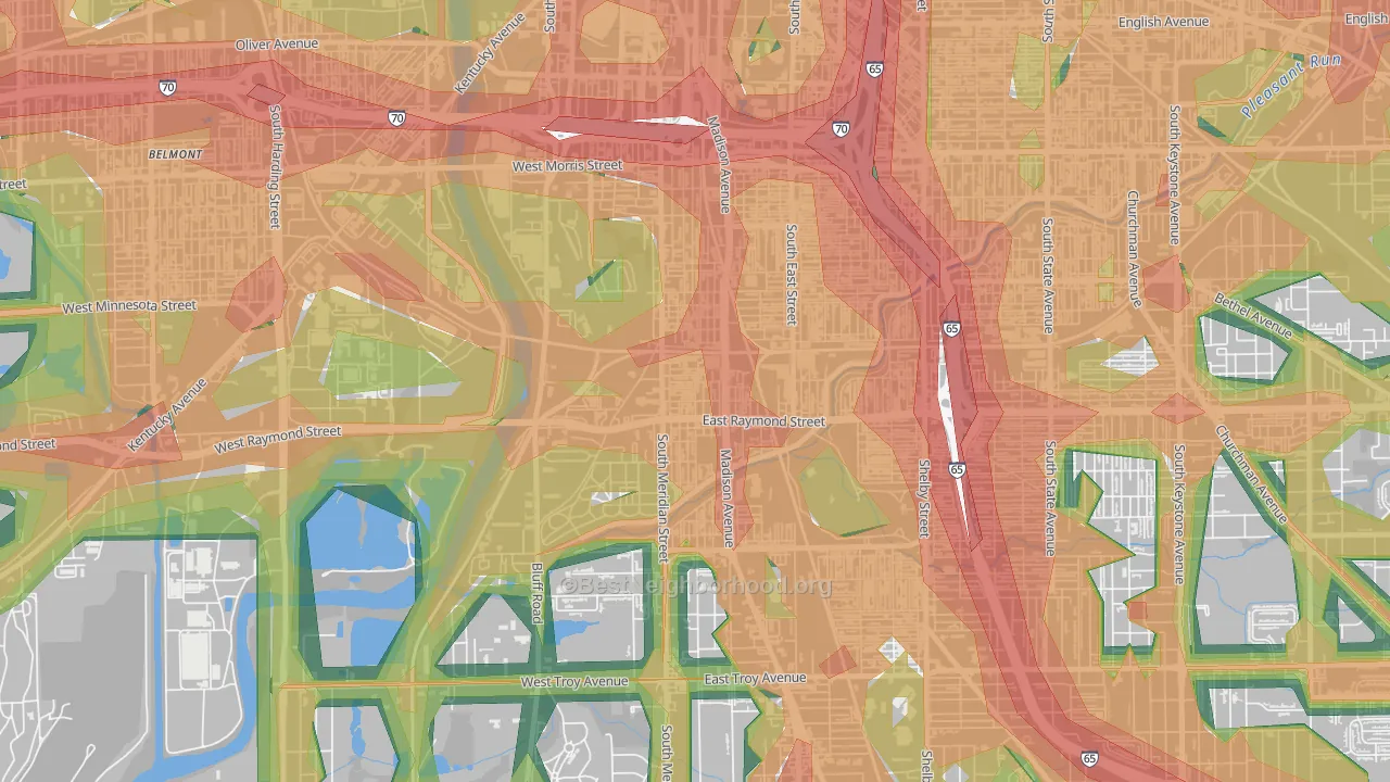 46225, IN Map of Noise Levels in 46225