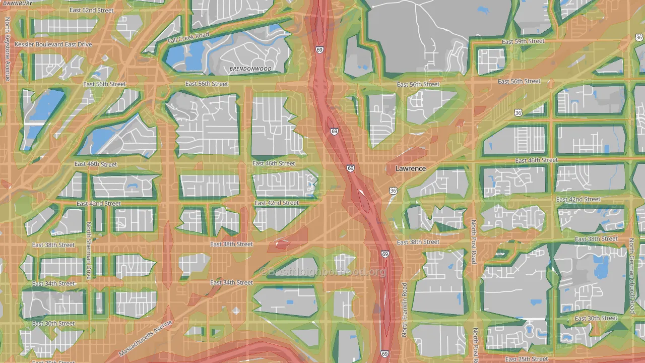 46226, IN Map of Noise Levels in 46226