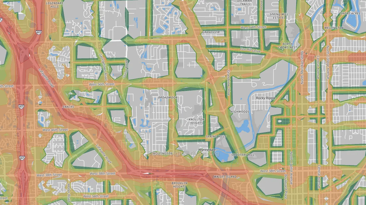 46228, IN Map of Noise Levels in 46228