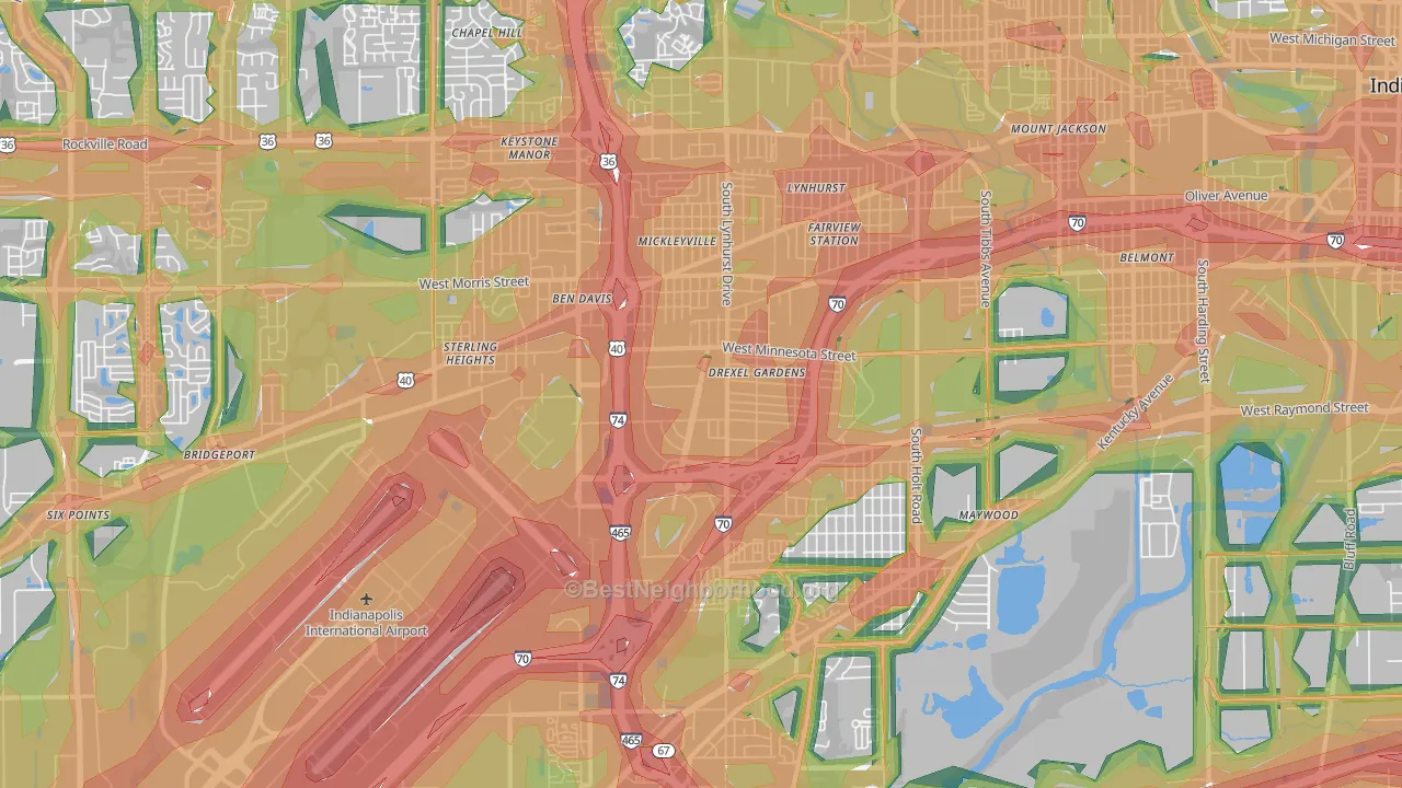 46241, IN Map of Noise Levels in 46241