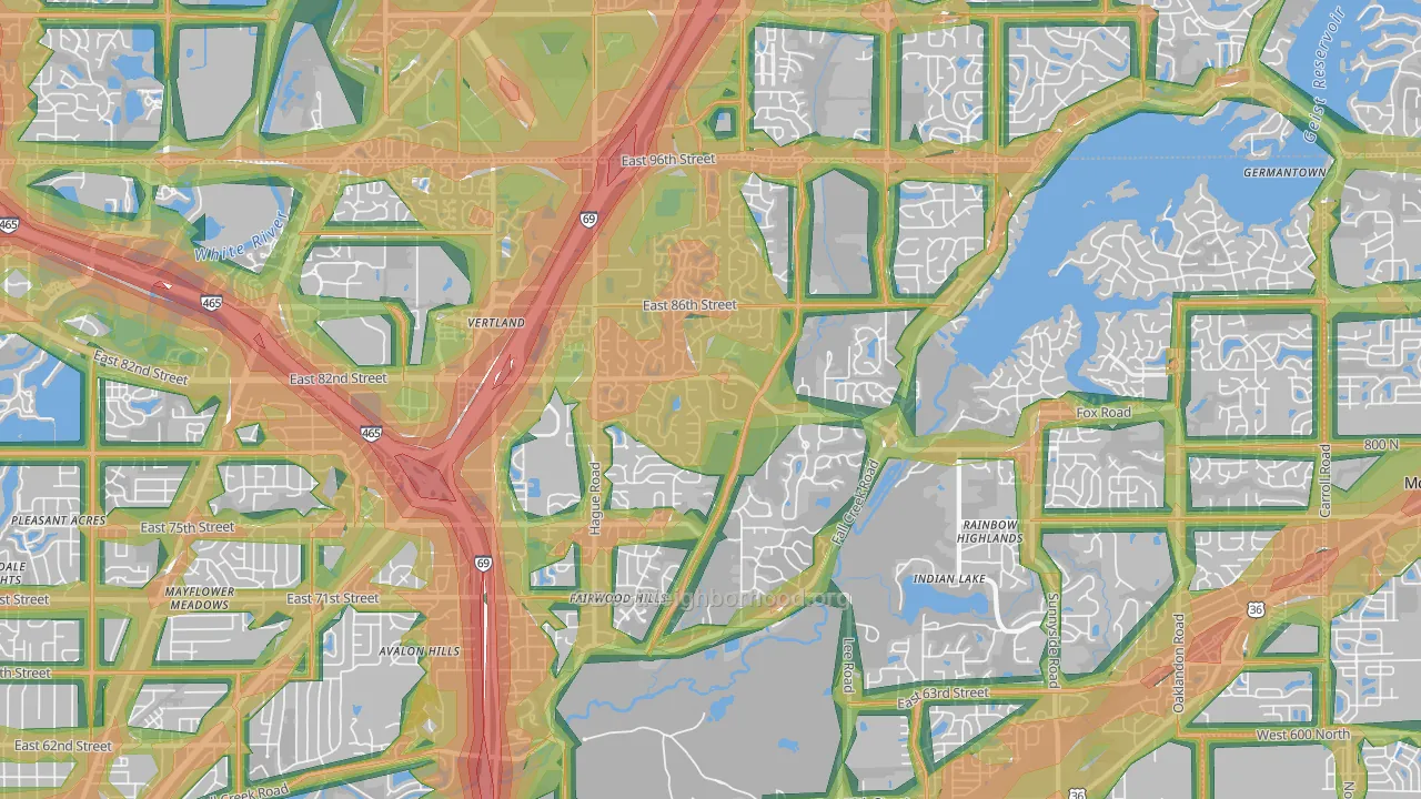 46256, IN Map of Noise Levels in 46256