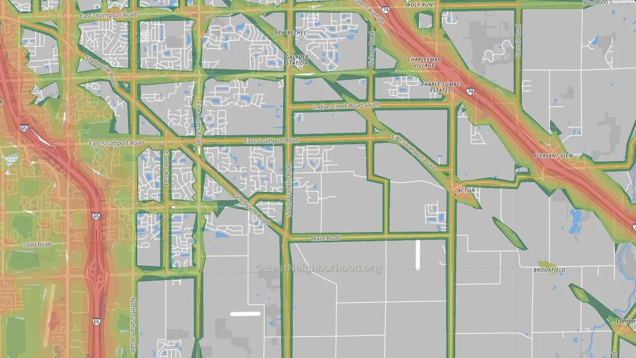 46259, IN Map of Noise Levels in 46259