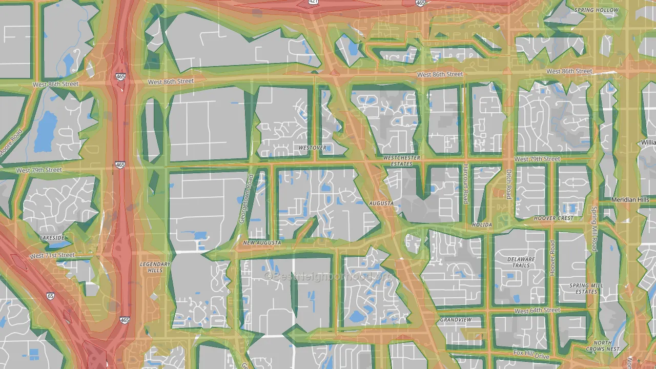 46268, IN Map of Noise Levels in 46268
