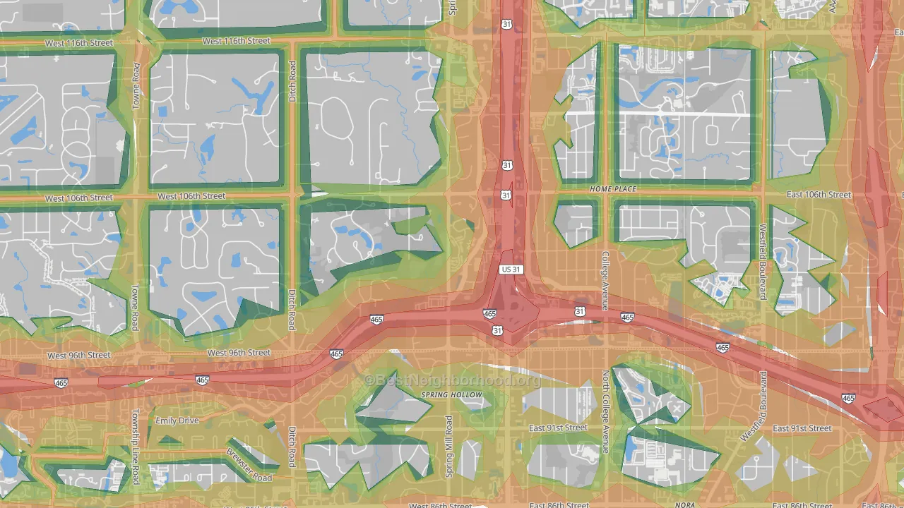 46290, IN Map of Noise Levels in 46290