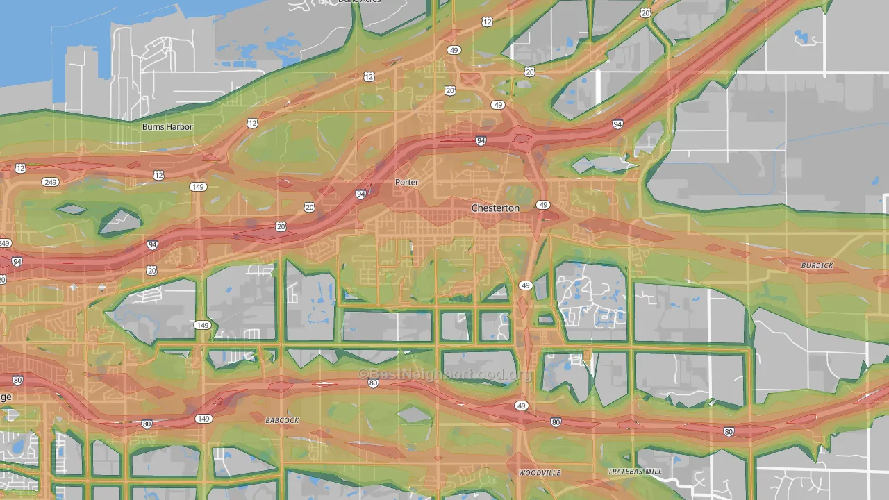 46304, IN Map of Noise Levels in 46304