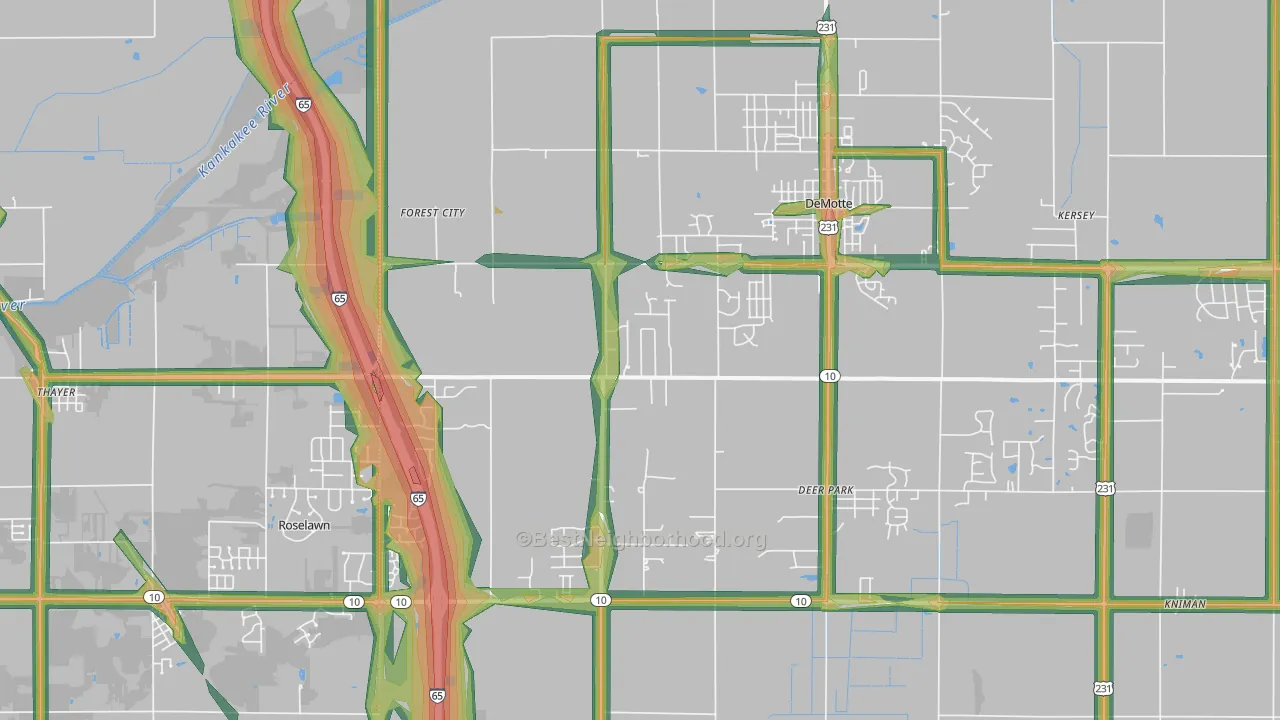 46310, IN Map of Noise Levels in 46310