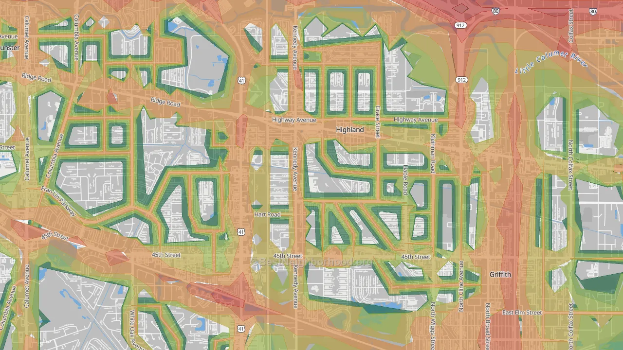 46322, IN Map of Noise Levels in 46322
