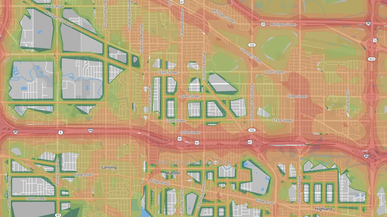 46324, IN Map of Noise Levels in 46324