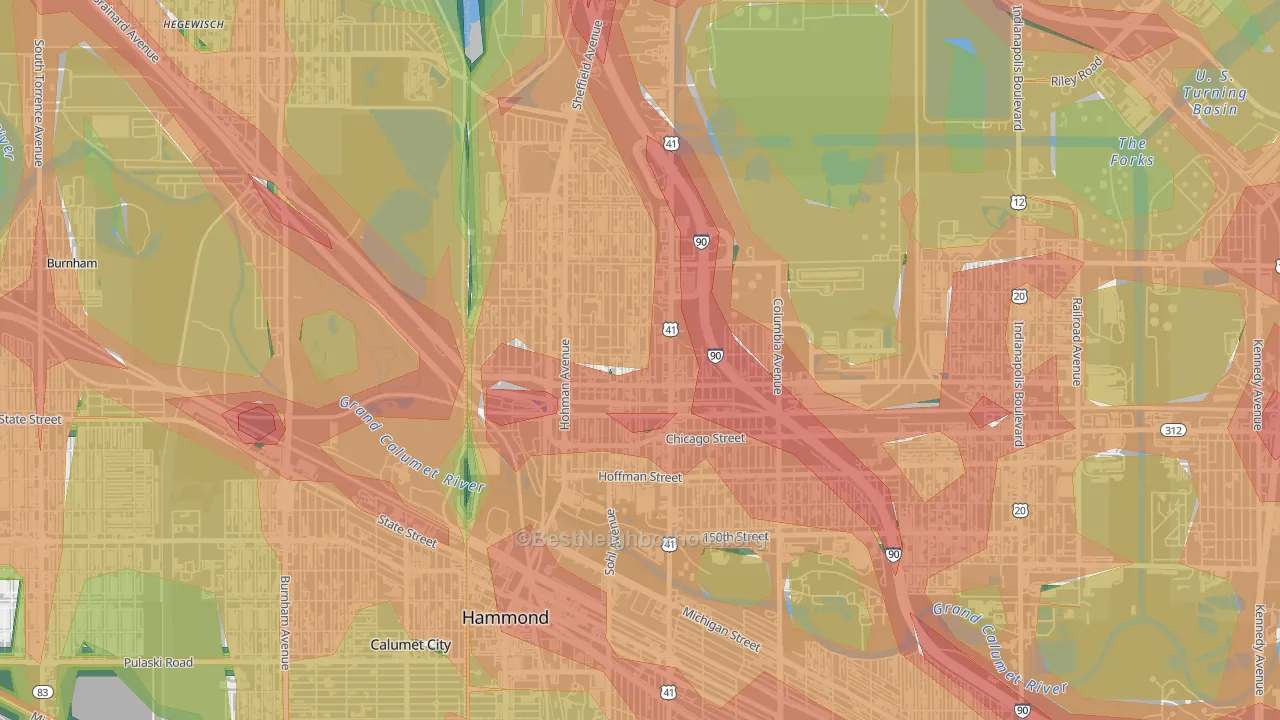 46327, IN Map of Noise Levels in 46327