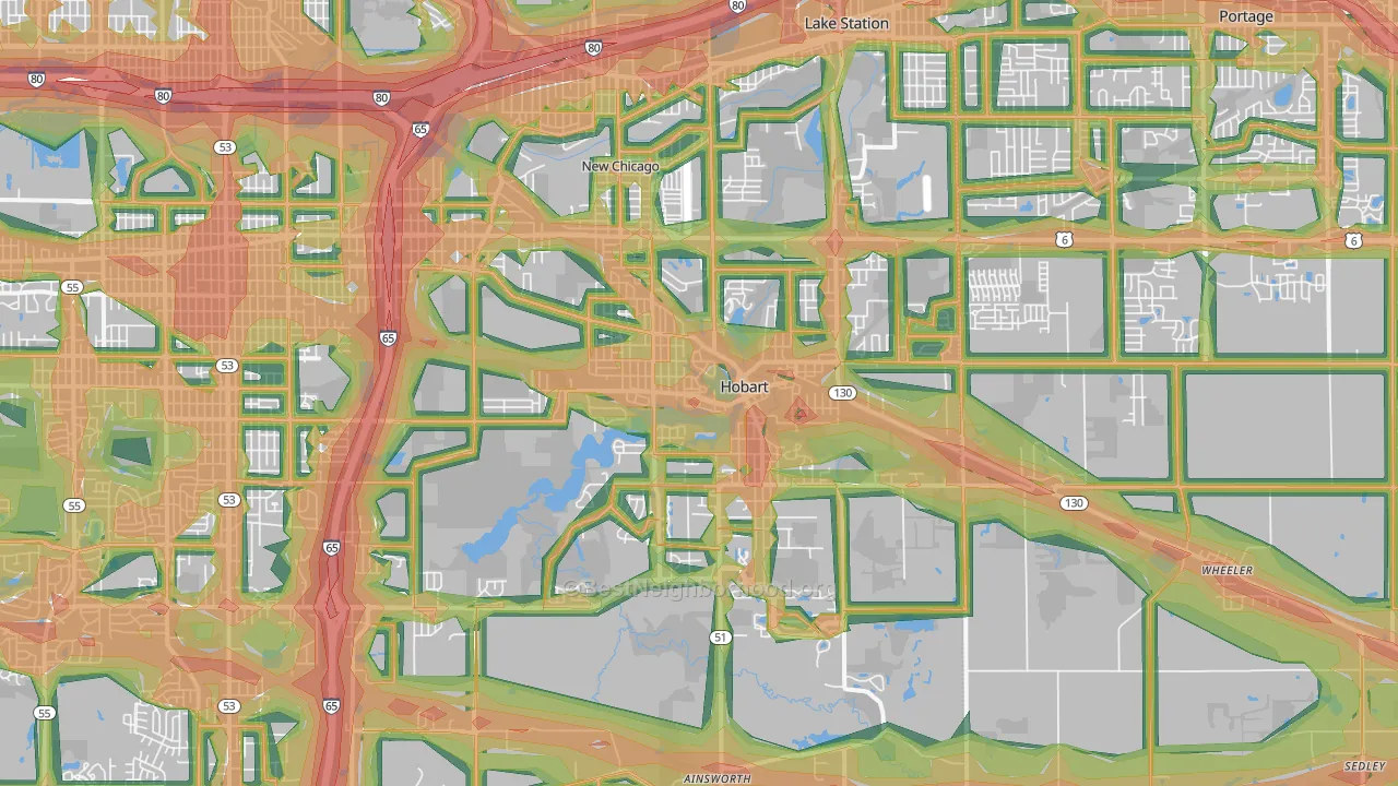 46342, IN Map of Noise Levels in 46342