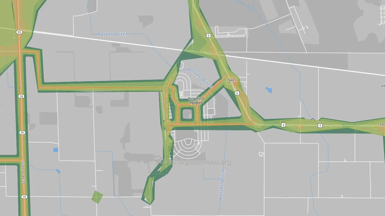 46346, IN Map of Noise Levels in 46346