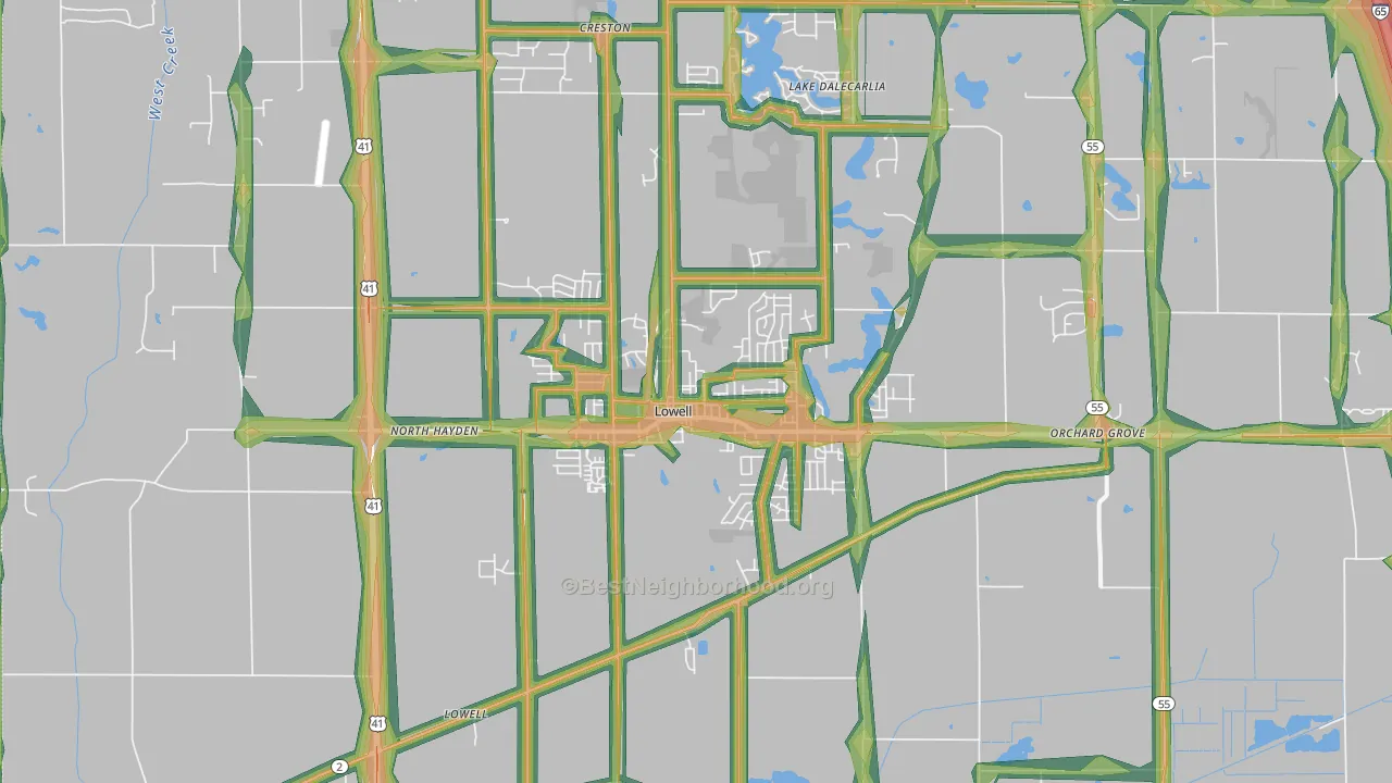 46356, IN Map of Noise Levels in 46356