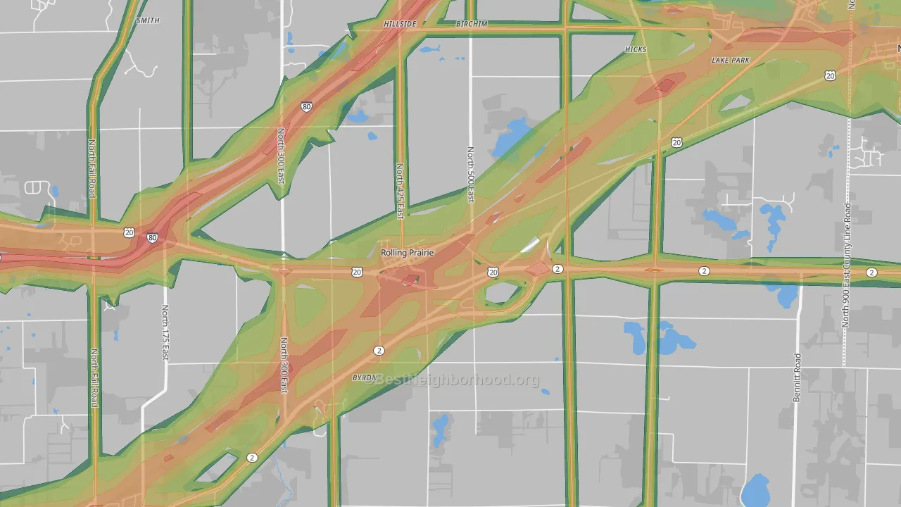 46371, IN Map of Noise Levels in 46371