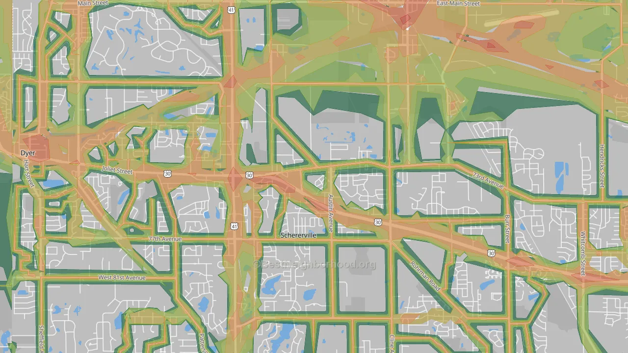 46375, IN Map of Noise Levels in 46375