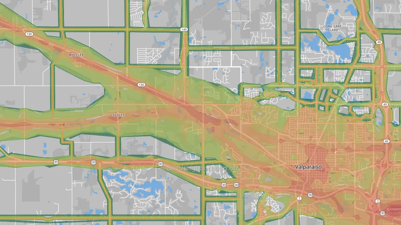 46385, IN Map of Noise Levels in 46385