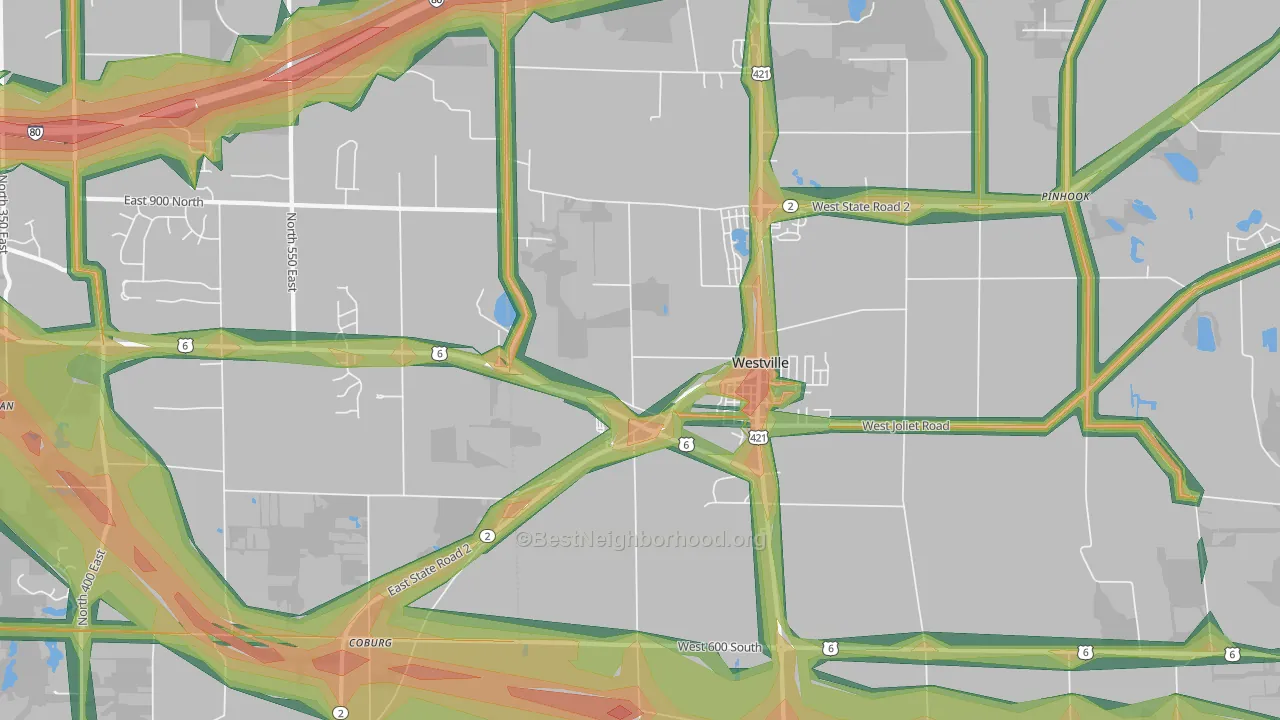 46391, IN Map of Noise Levels in 46391