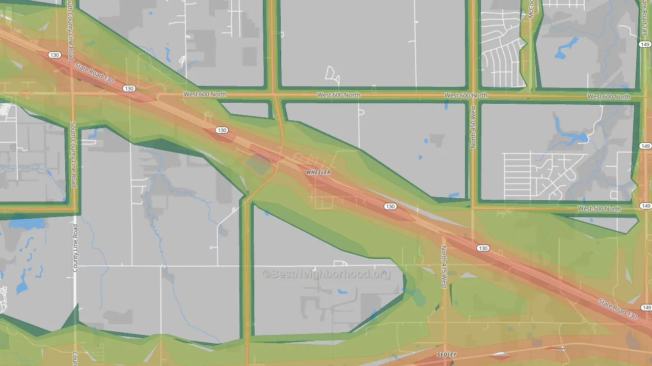 46393, IN Map of Noise Levels in 46393