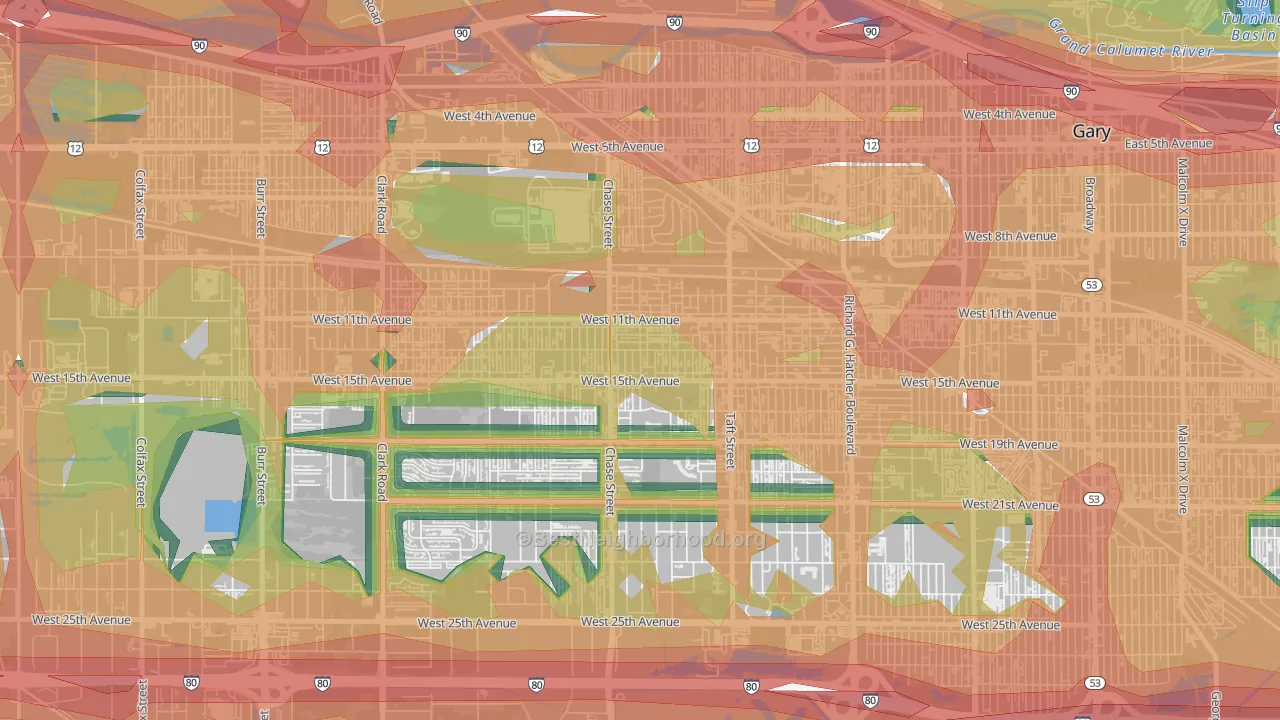 46404, IN Map of Noise Levels in 46404
