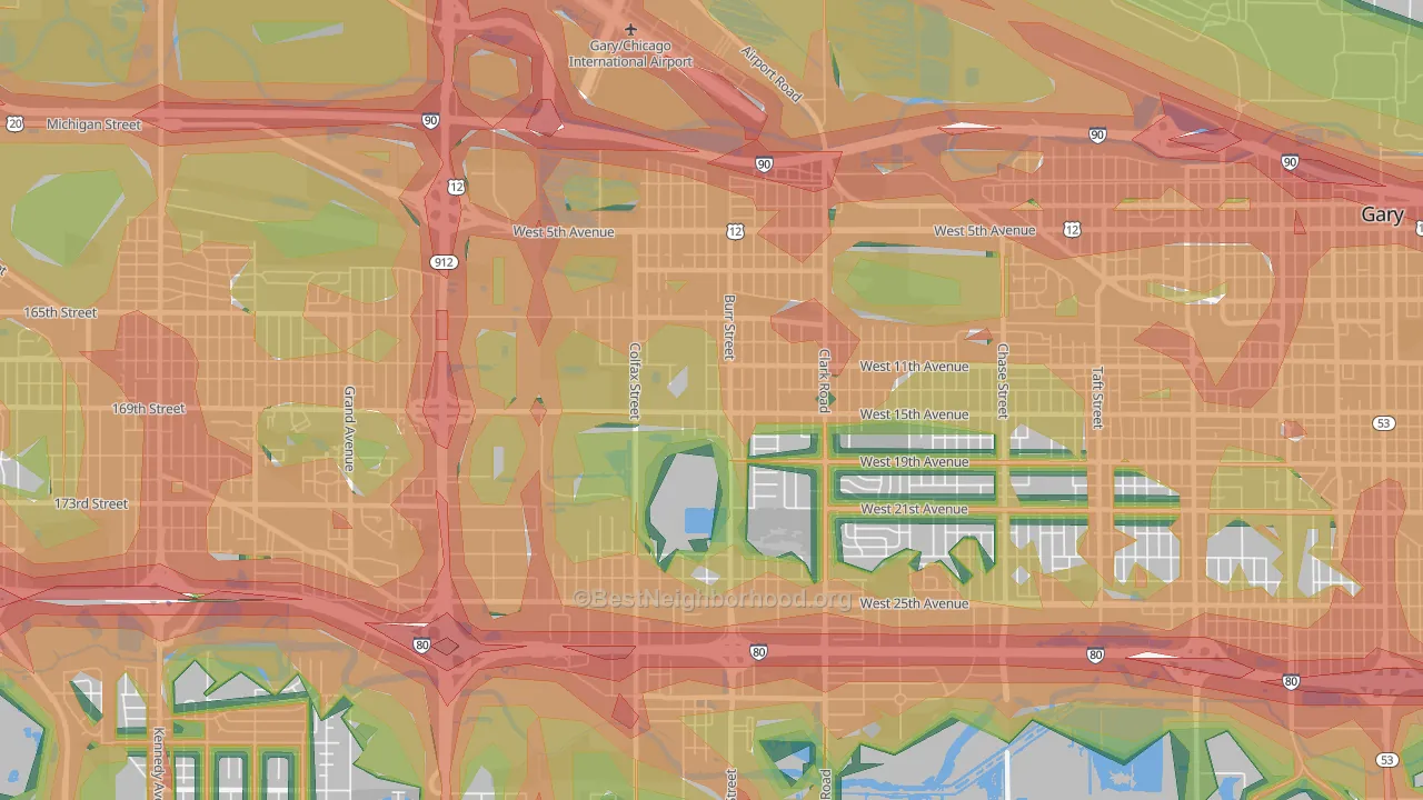 46406, IN Map of Noise Levels in 46406