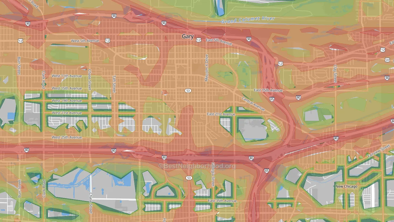 46407, IN Map of Noise Levels in 46407