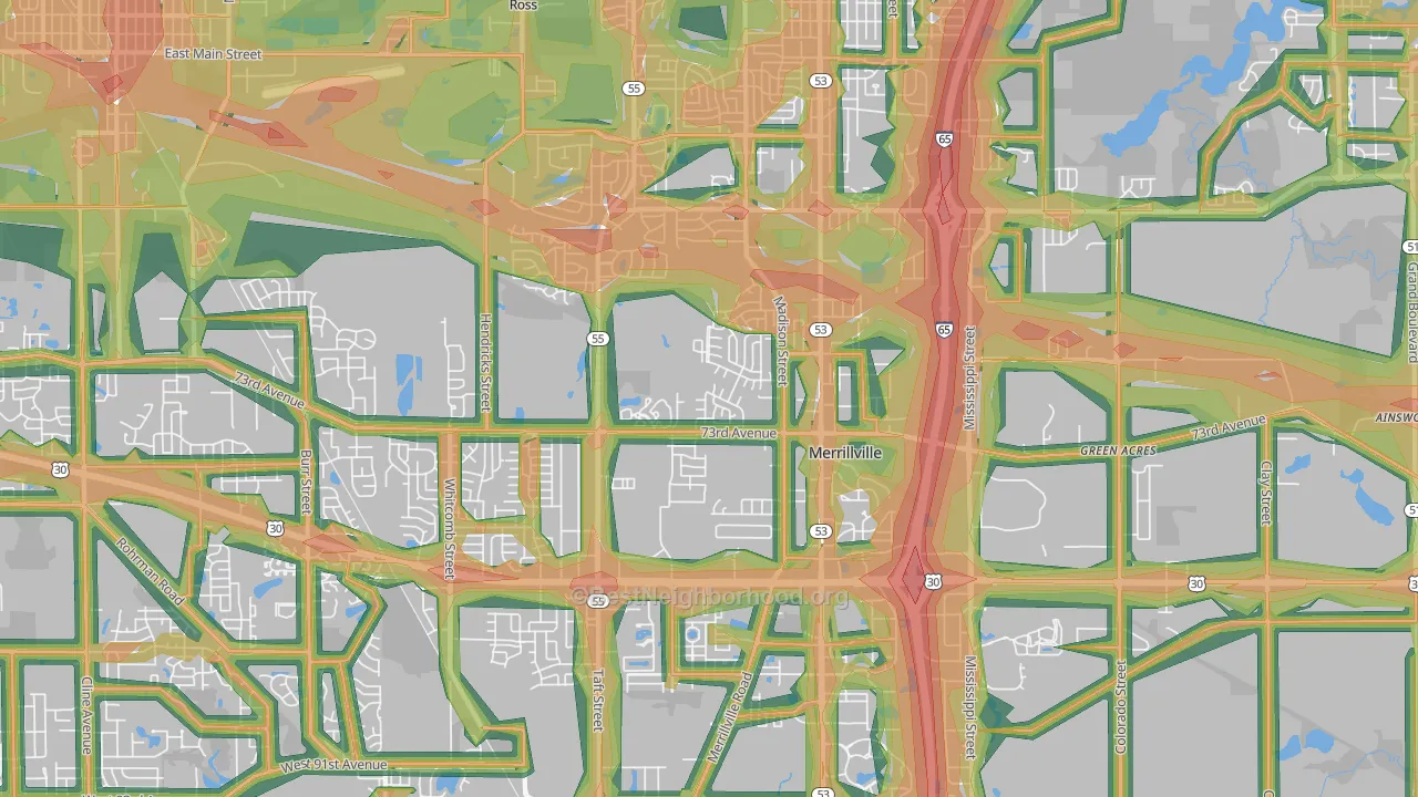 46410, IN Map of Noise Levels in 46410