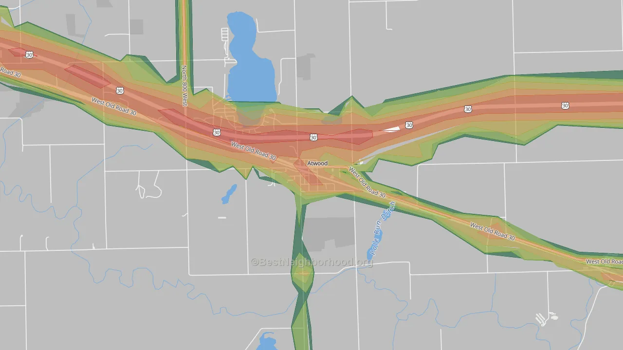 46502, IN Map of Noise Levels in 46502