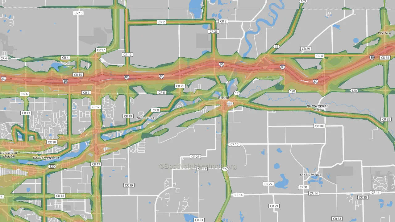 46507, IN Map of Noise Levels in 46507