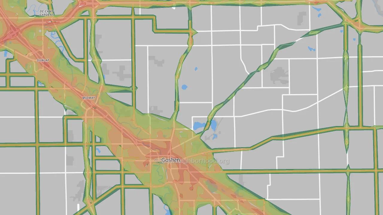 46528, IN Map of Noise Levels in 46528
