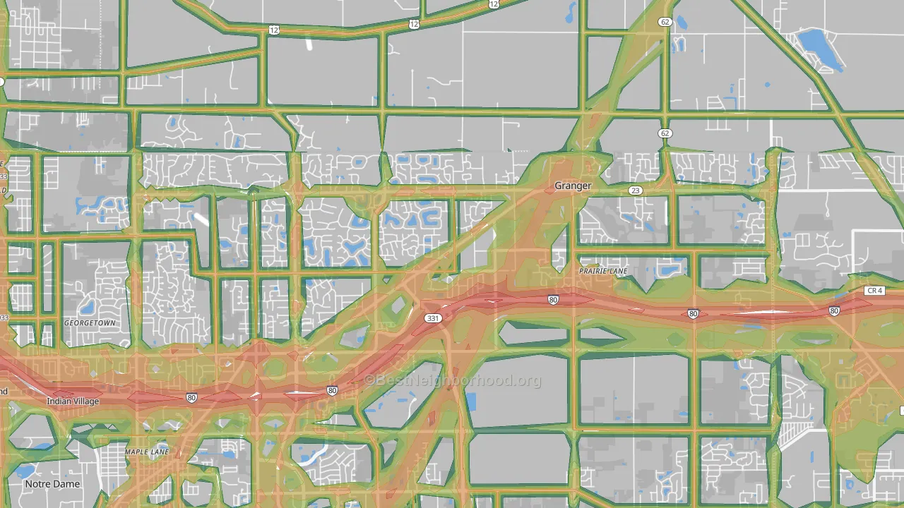 46530, IN Map of Noise Levels in 46530