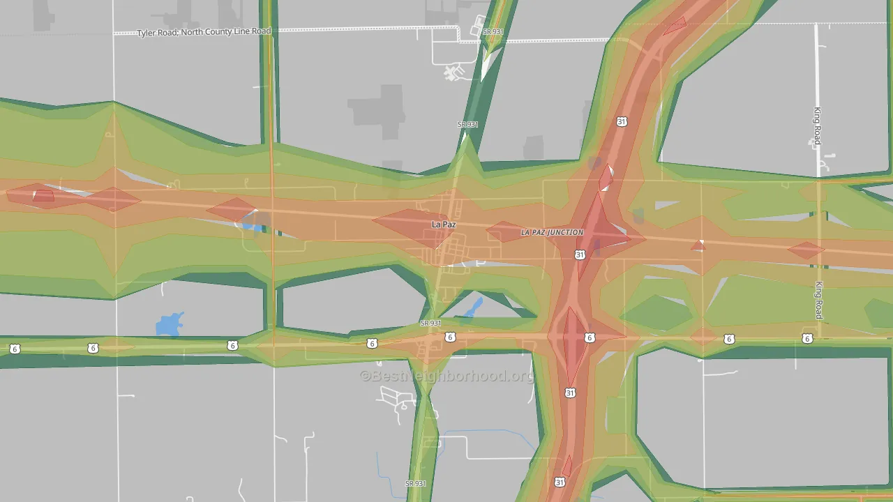 46537, IN Map of Noise Levels in 46537