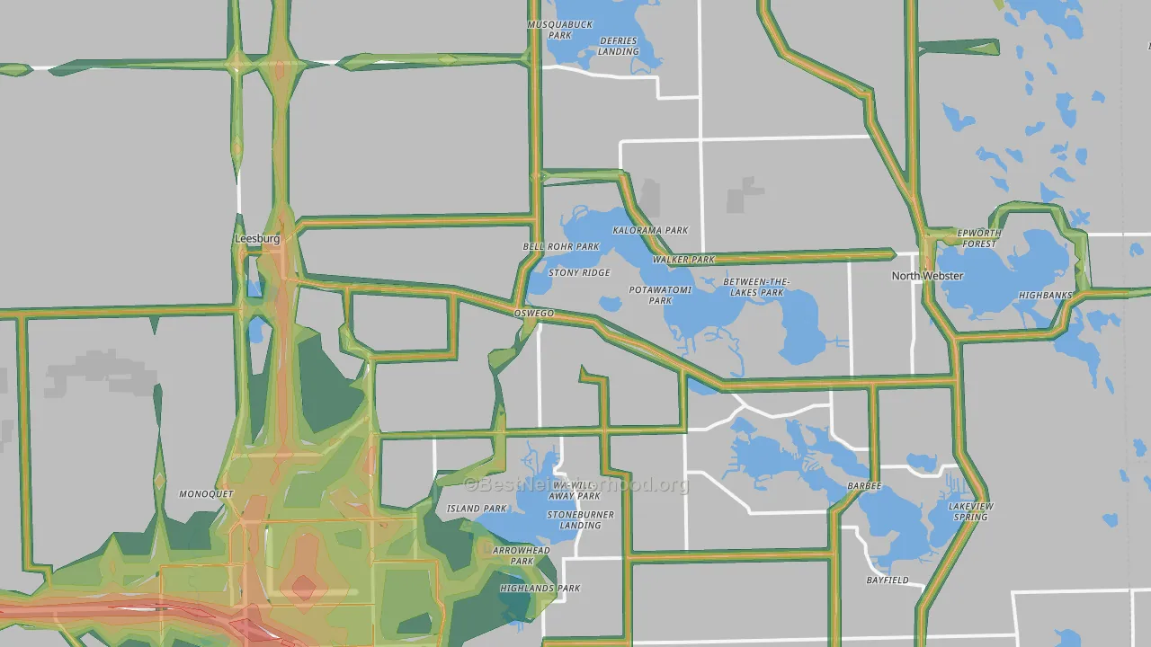 46538, IN Map of Noise Levels in 46538