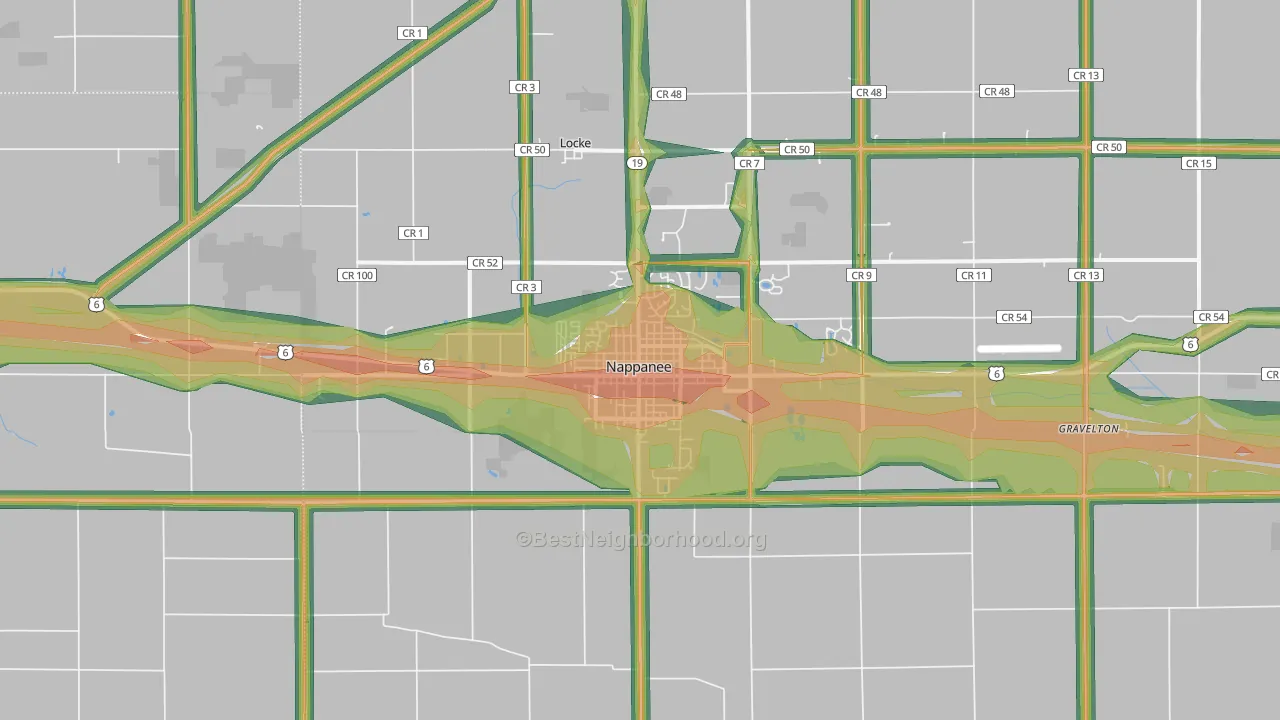46550, IN Map of Noise Levels in 46550