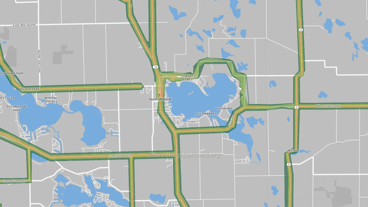 46555, IN Map of Noise Levels in 46555