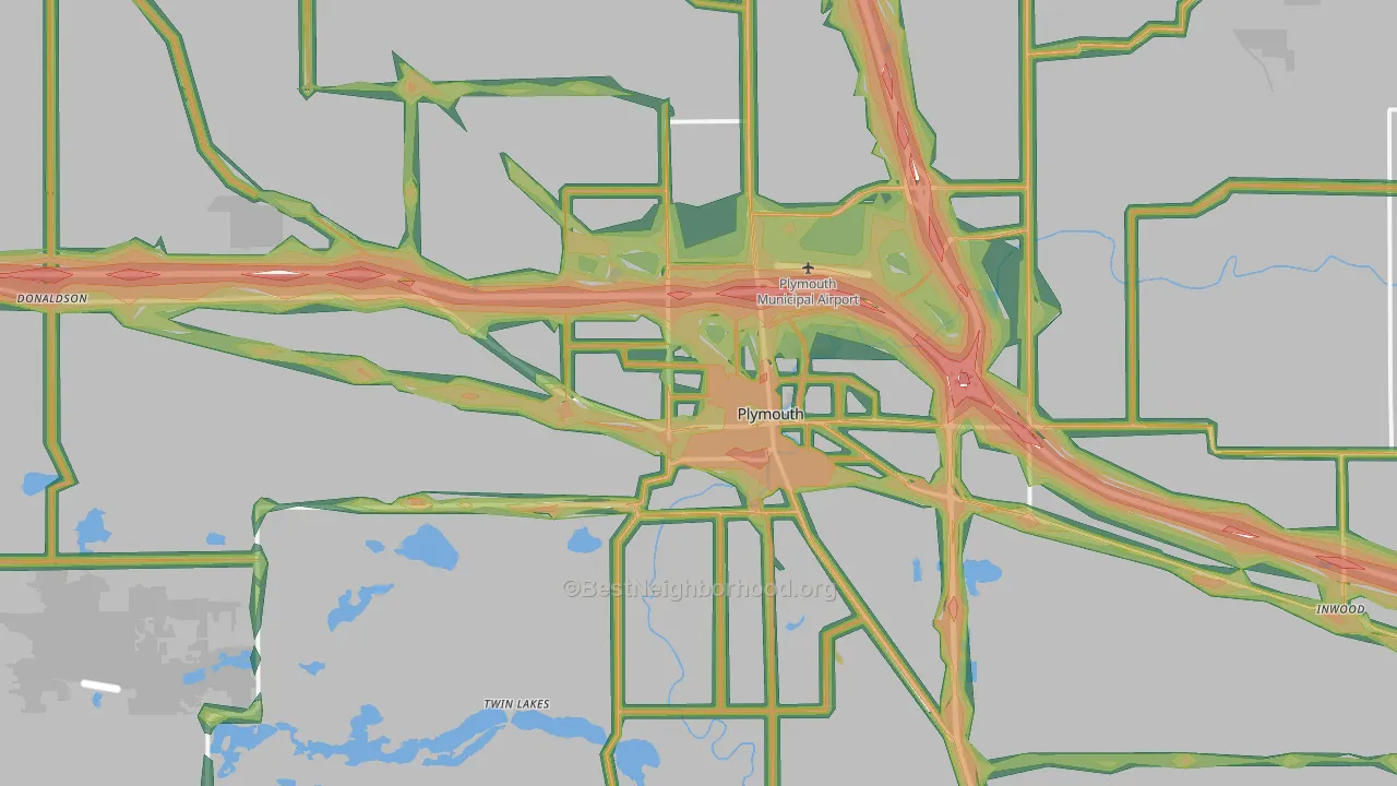 46563, IN Map of Noise Levels in 46563