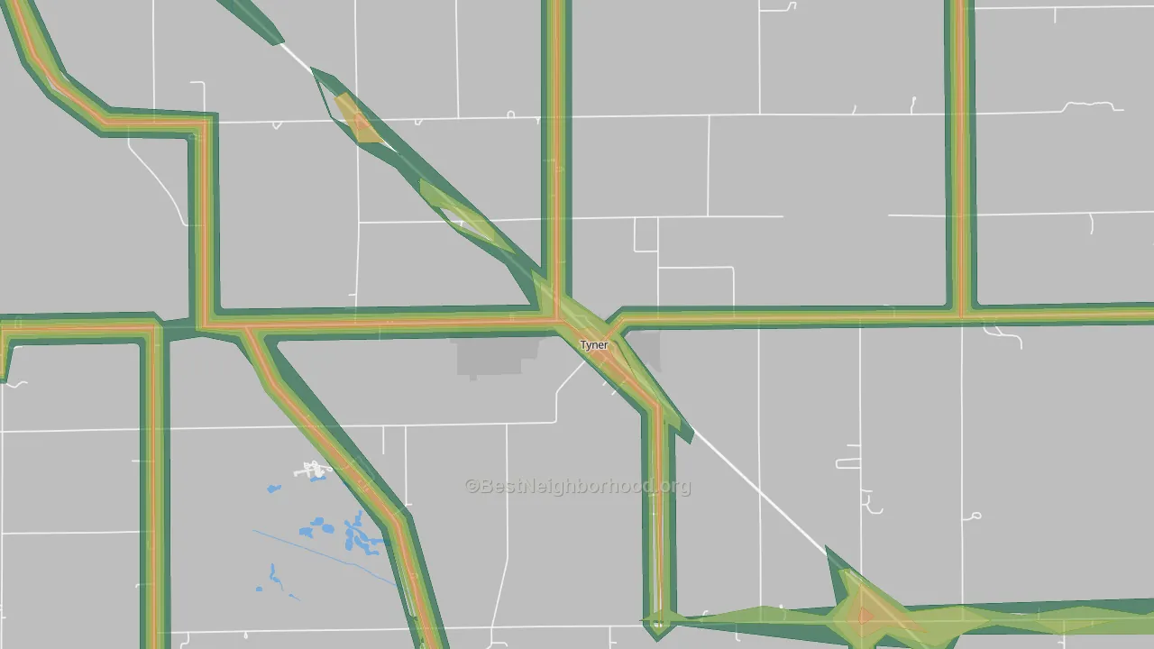 46572, IN Map of Noise Levels in 46572