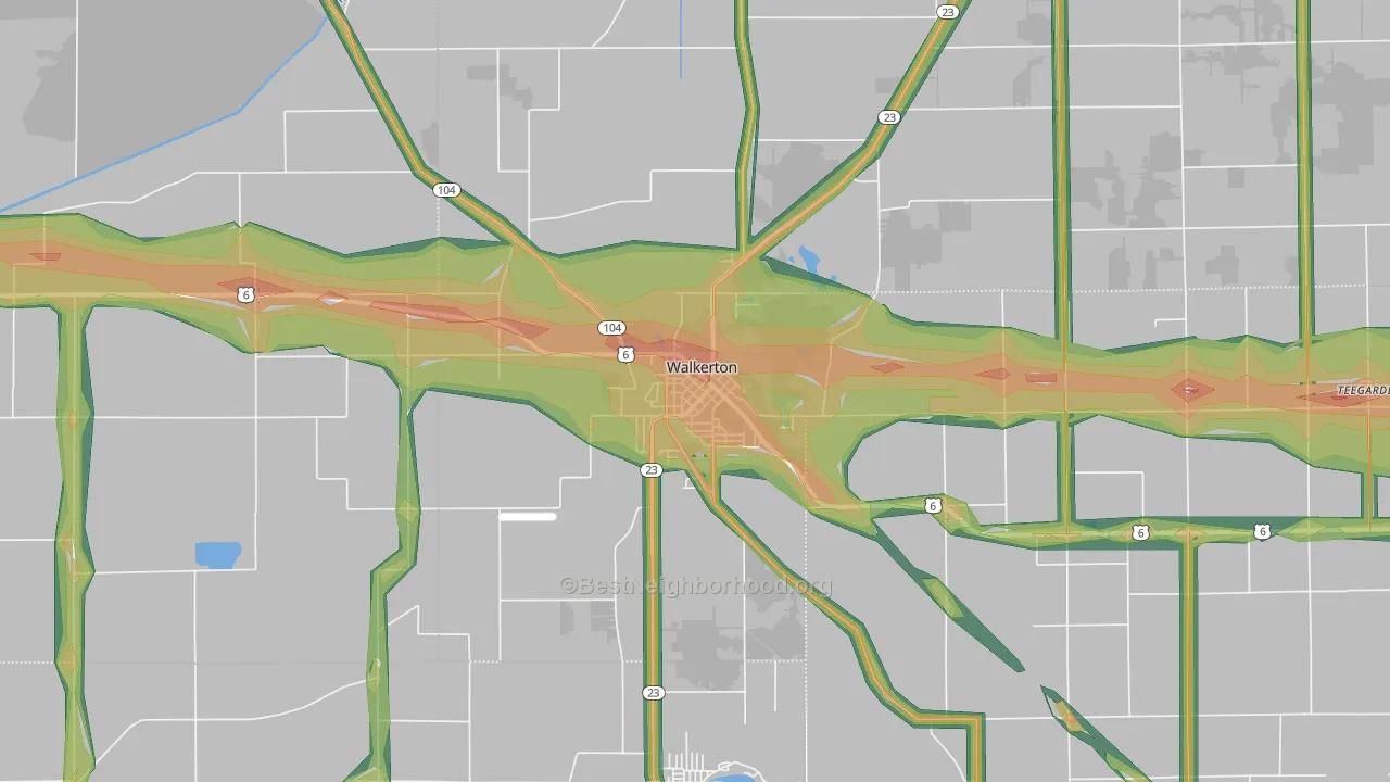 46574, IN Map of Noise Levels in 46574