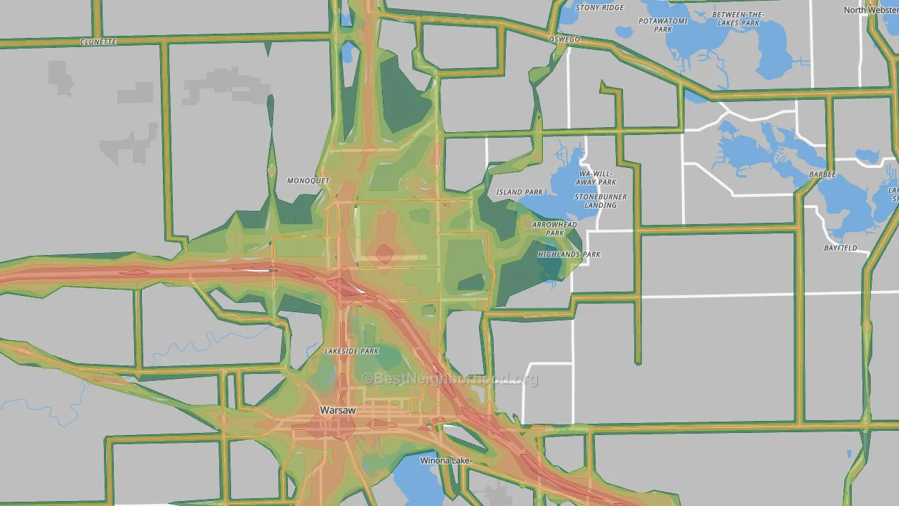 46582, IN Map of Noise Levels in 46582