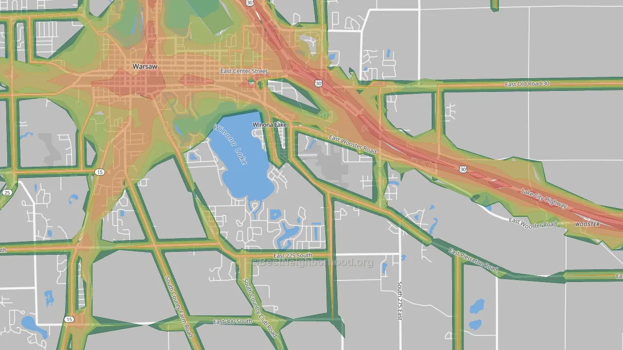 46590, IN Map of Noise Levels in 46590