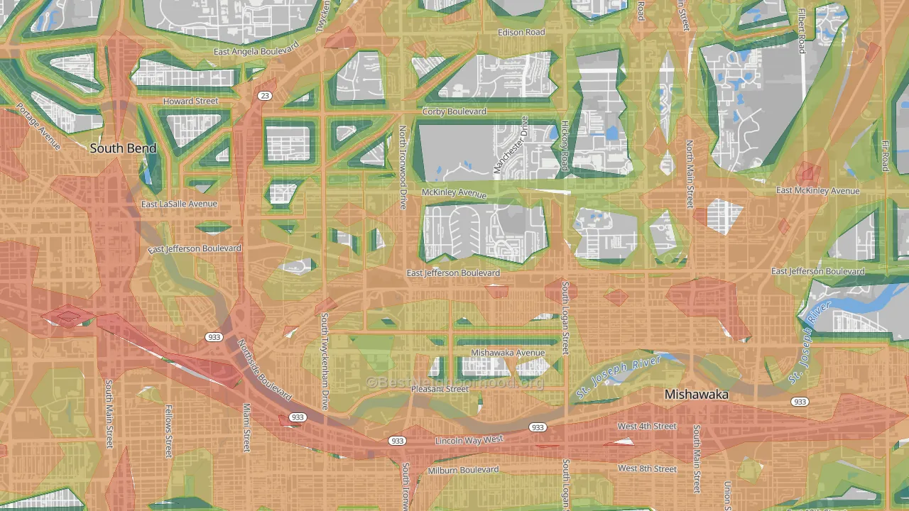 46615, IN Map of Noise Levels in 46615